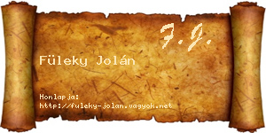 Füleky Jolán névjegykártya